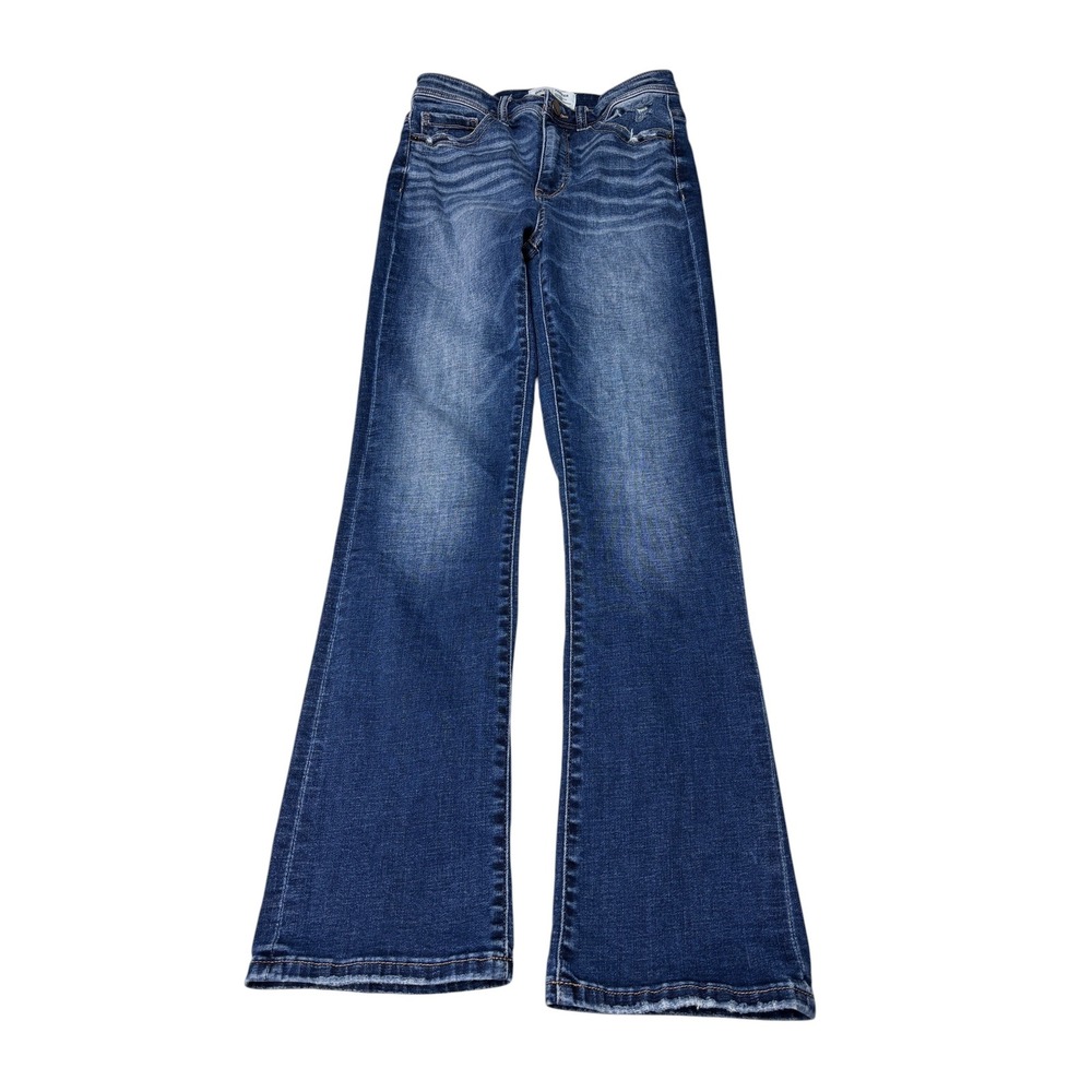 BKE Parker High Rise Tailored Bootcut Jeans Dark Wash Distressed 25x29.5 Womens